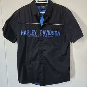 Harley-Davidson Black Shirt with Blue Accents